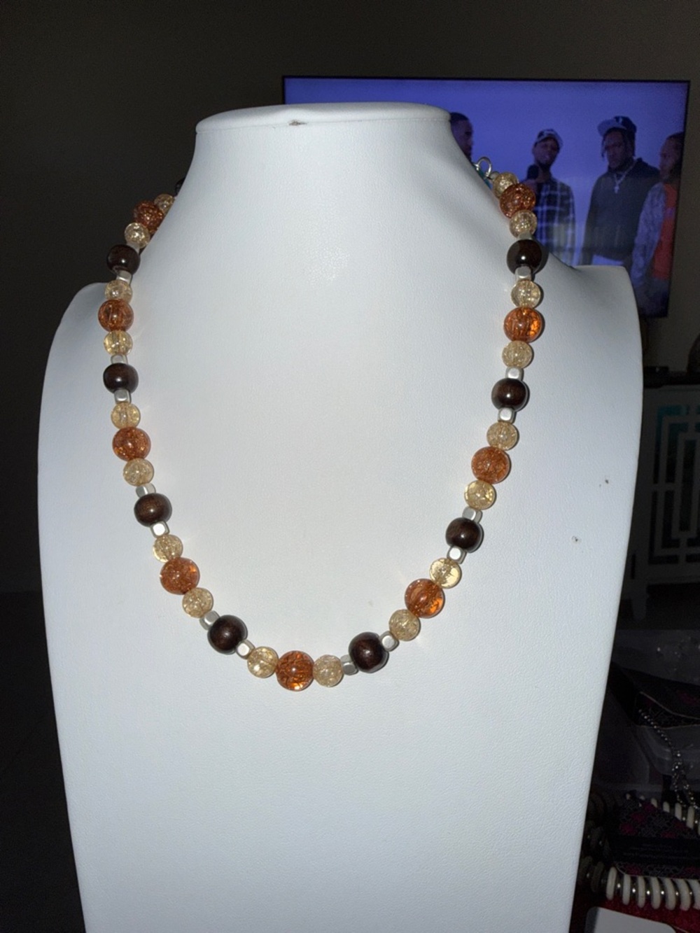 Handcrafted Brown and Amber Beaded Necklace - Women Jewelry